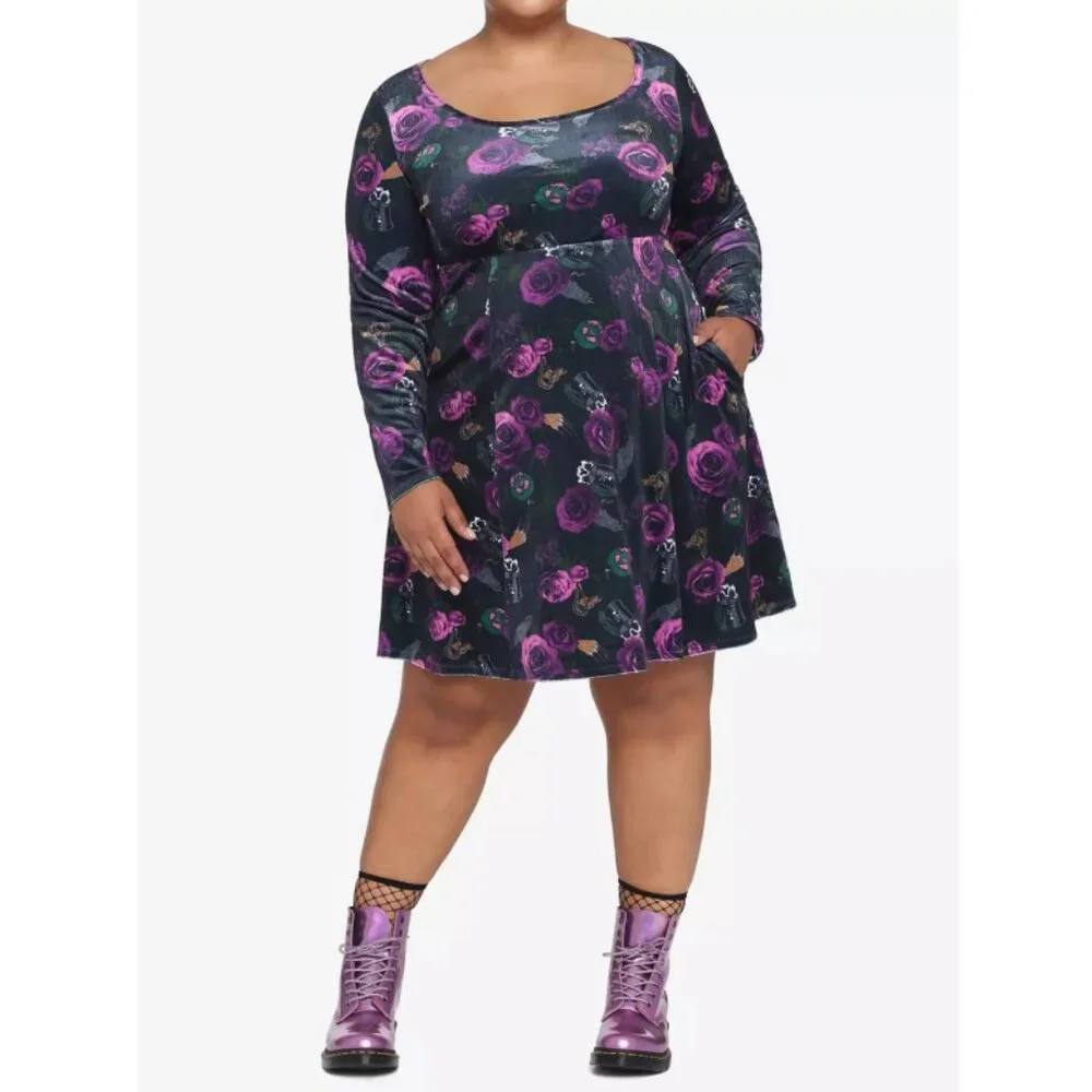 Hot Topic Disney Villains Floral Icons Dress 3X